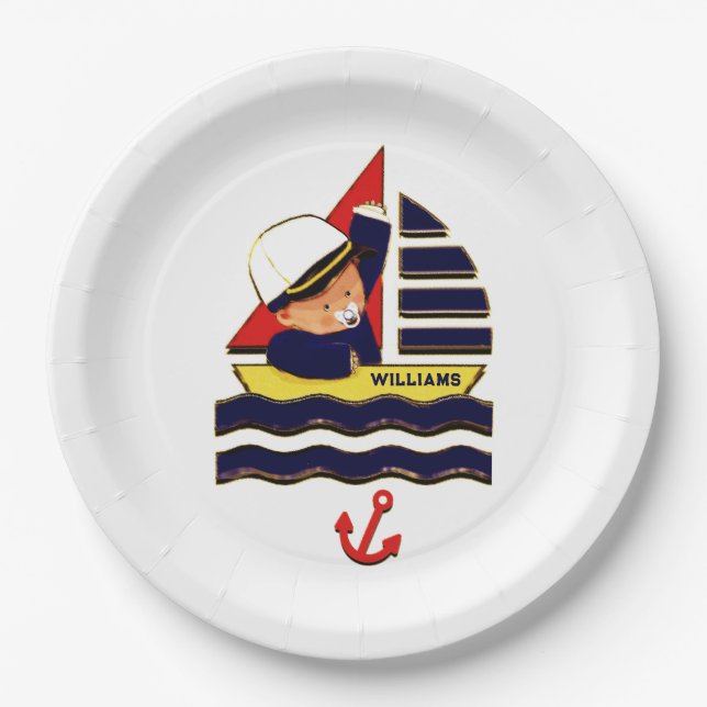 Nautical Baby Shower Paper Plate (Front)