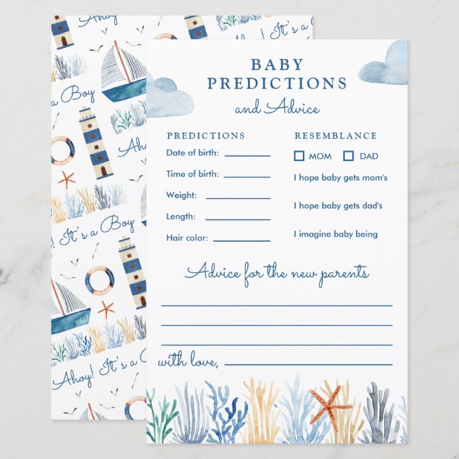 Nautical Baby Shower Predictions & Advice (Front/Back)