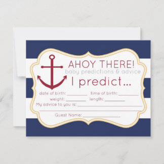 Nautical Baby Shower Predictions & Advice Card