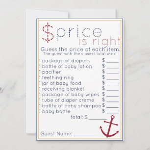 Nautical Baby Shower Price Is Right Game