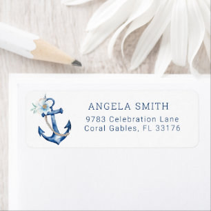 Nautical Baby Shower Return Address Label   Blue W