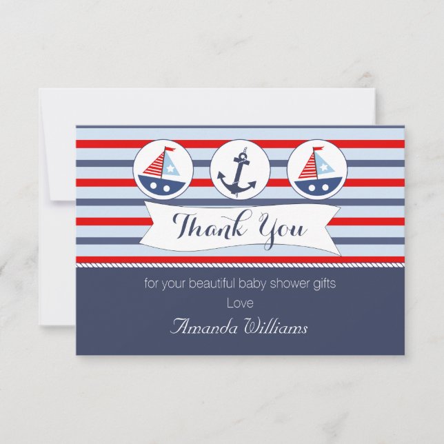 Nautical Baby Shower Thank You Card (Front)