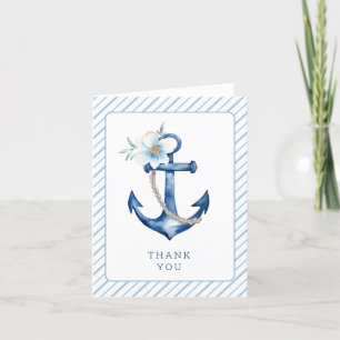 Nautical Baby Shower Thank You Card   Watercolor F