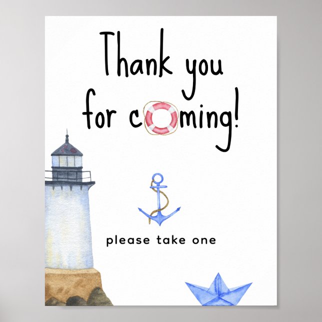Nautical baby shower - Thank you for coming Poster (Front)