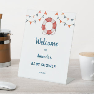 Nautical Baby Shower Welcome  Pedestal Sign