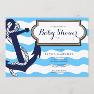Nautical Baby Shower with Anchor Invitation