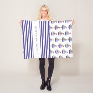 Nautical Baby's Boat Names Stripes Fleece Blanket