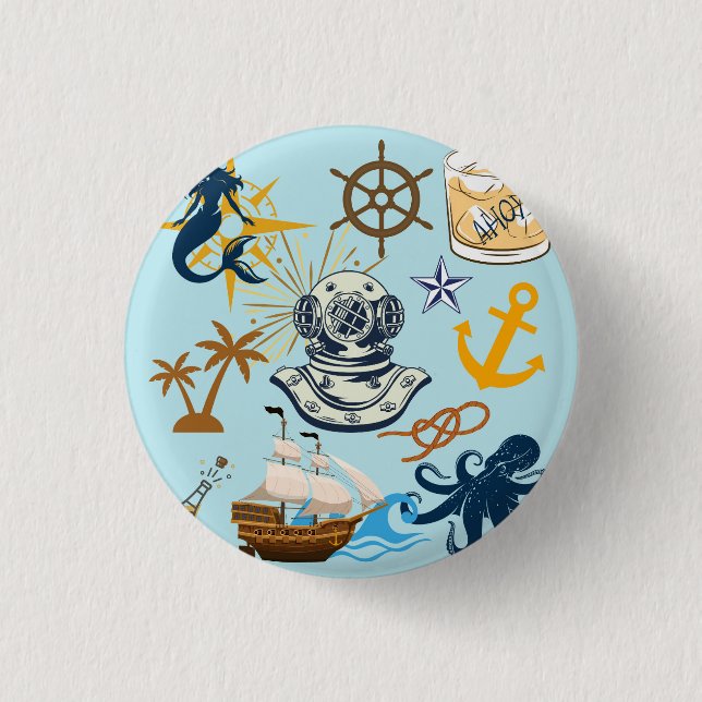  Nautical Bachelor Party 3 Cm Round Badge (Front)