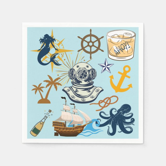   Nautical Bachelor Party Napkin (Front)