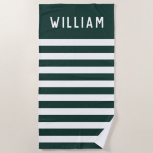 Nautical Bachelor Weekend White Stripes Custom Beach Towel