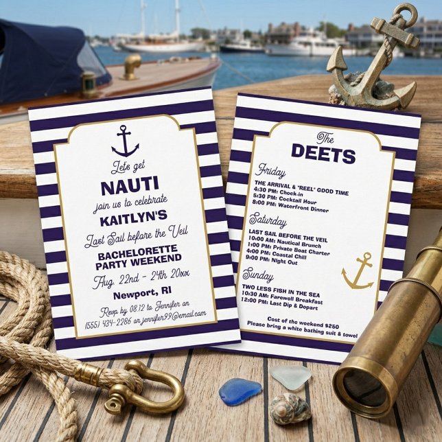 Nautical Bachelorette Party Weekend Itinerary Invitation (Creator Uploaded)