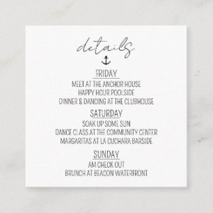 Nautical Bachelorette Weekend Enclosure Card