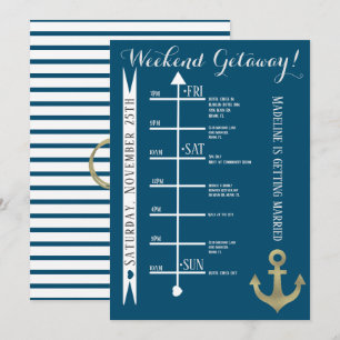 Nautical Bachelorette Weekend Getaway Foil Anchor Invitation