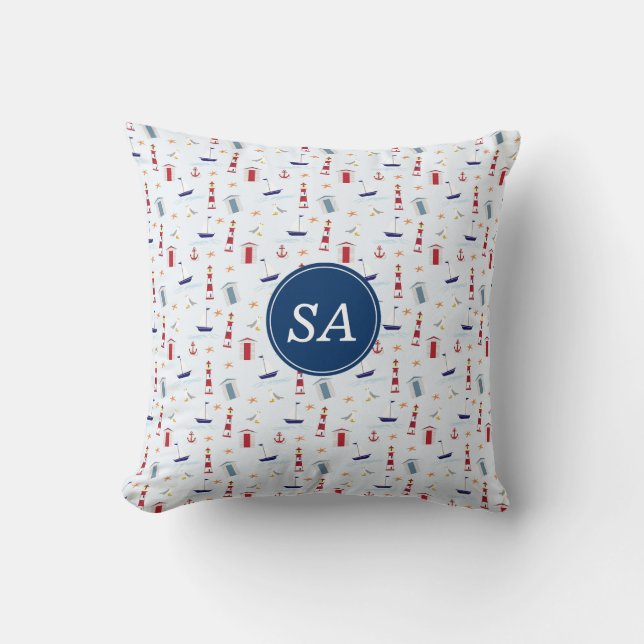 Nautical Back to School Dorm Essentials Cushion (Front)