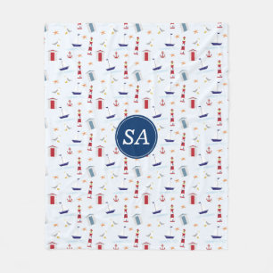 Nautical Back to School Dorm Essentials Fleece Blanket