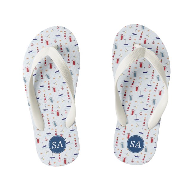 Nautical Back to School & Dorm Essentials Kid's Flip Flops (Footbed)