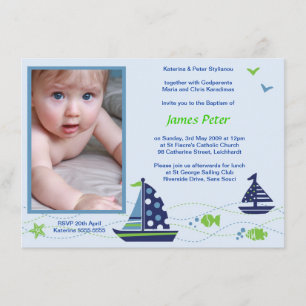 Nautical Baptism Boys Invitations