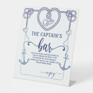 Nautical Bar Bridal Shower Anchor Watercolor  Pedestal Sign