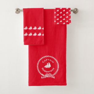 Nautical bath custom name Captain Sailboat Bath To Towel Set