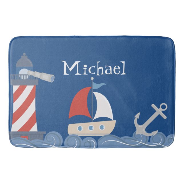 Nautical Bath Mat Personalised (Front)