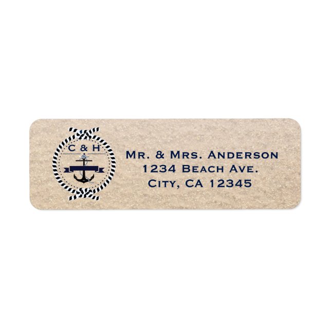 Nautical Beach Anchor Simple Address Label (Front)