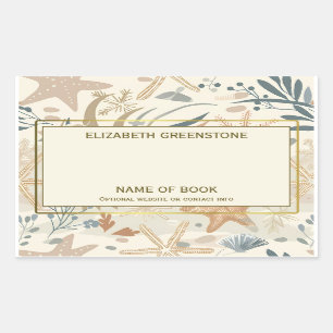 Nautical Beach Author Signature Bookplate Rectangular Sticker