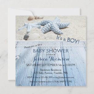 Nautical Beach Baby Boy Shower Invitation