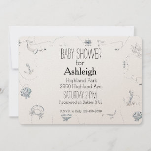 Nautical Beach baby shower Invitation