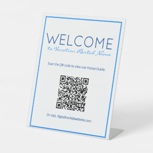 Nautical Beach Blue Digital QR Code Welcome Sign 