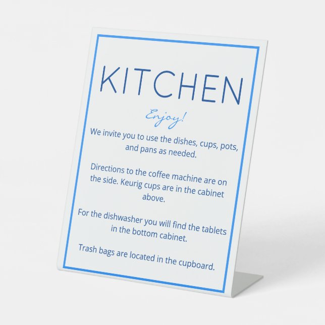 Nautical Beach Blue Kitchen Counter Sign (Front)