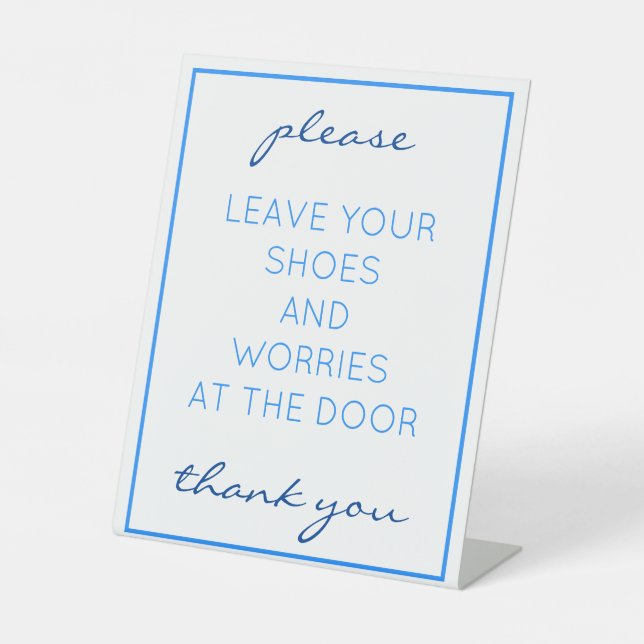 Nautical Beach Blue Remove Shoes Counter Sign (Front)
