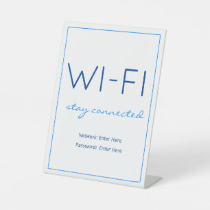 Nautical Beach Blue Wi-Fi Guest Table Sign