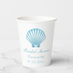 Nautical Beach Bridal Shower Blue Turquoise Shell Paper Cups