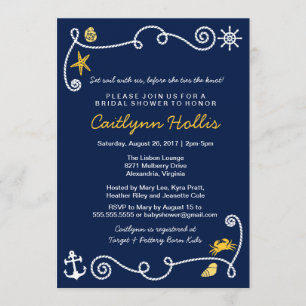 Nautical Beach (choose colour) Bridal / Baby Showe Invitation