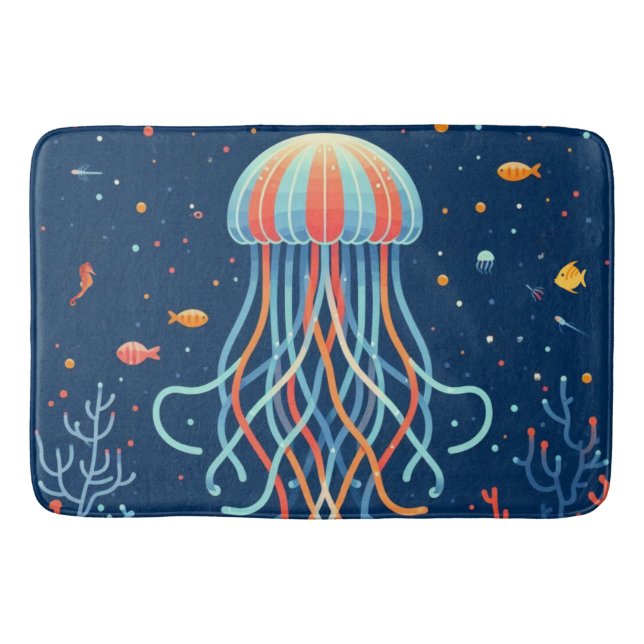 nautical/beach/coastal jellyfish bath mat (Front)