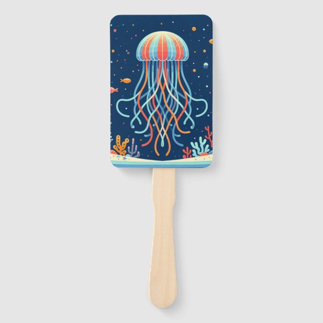 nautical/beach/coastal jellyfish hand fan (Front)