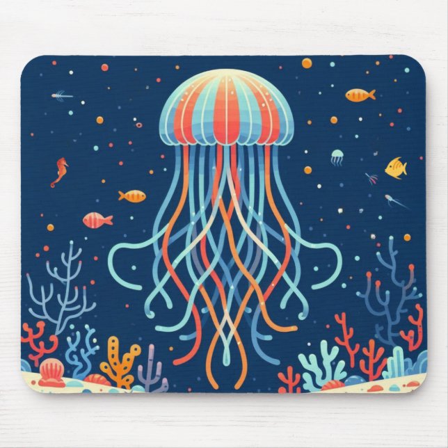 nautical/beach/coastal jellyfish mouse mat (Front)