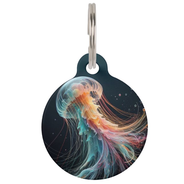 nautical/beach/coastal jellyfish  pet tag (Front)