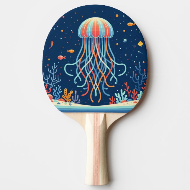 nautical/beach/coastal jellyfish ping pong paddle (Front)