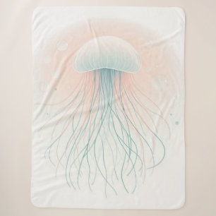 nautical/beach/coastal jellyfish sherpa blanket