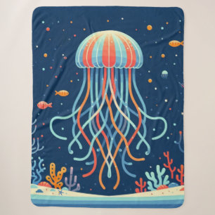 nautical/beach/coastal jellyfish sherpa blanket