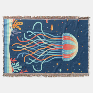 nautical/beach/coastal jellyfish throw blanket