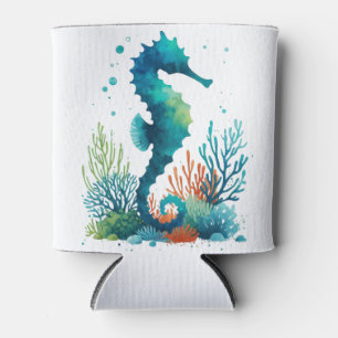 nautical/beach/coastal seahorse art can cooler