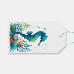 nautical/beach/coastal seahorse art gift tags