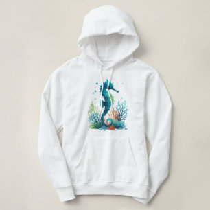 nautical/beach/coastal seahorse art hoodie