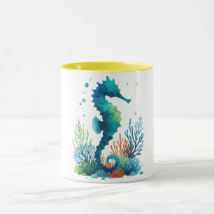 nautical/beach/coastal seahorse art mug