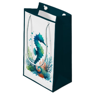 nautical/beach/coastal seahorse art small gift bag
