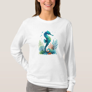 nautical/beach/coastal seahorse art T-Shirt