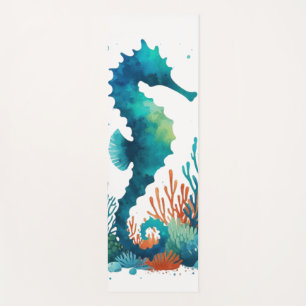 nautical/beach/coastal seahorse art yoga mat