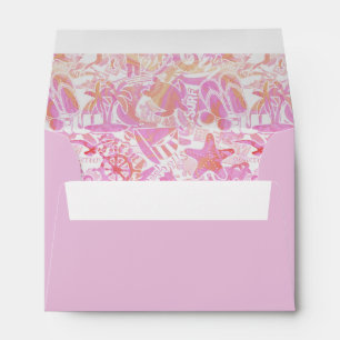 Nautical Beach Collage Hot Pink ID840 Envelope